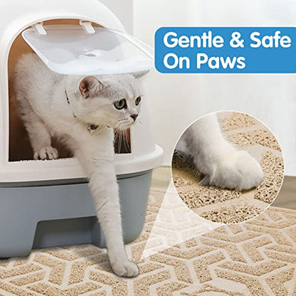 UPSKY Cat Litter Mat, Litter Trapping Mat Soft on Kitty Paws, Large Litter Box Mat 35" x 24" Scatter Control for Indoor Cats Waterproof and Extra Large Pretty Litters Carpet - color: E-Beige