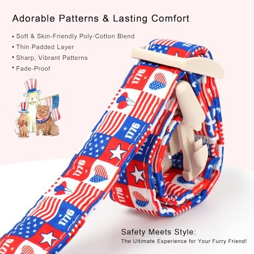 4th of July Dog Collar Blue Patriotic Dog Collars for Puppy Small Dogs - Lightweight Adjustable 1776 Boy Girl Puppy Collars Cute Independence Day Male Female Dogs Collar XS - color: 1776 Checkered, size: XS