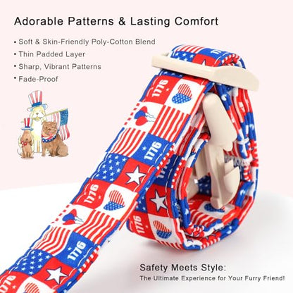 4th of July Dog Collar Blue Patriotic Dog Collars for Puppy Small Dogs - Lightweight Adjustable 1776 Boy Girl Puppy Collars Cute Independence Day Male Female Dogs Collar XS - color: 1776 Checkered, size: XS