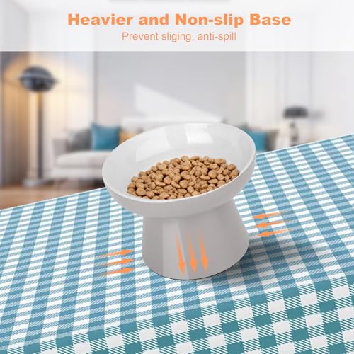 Elevated Ceramic Cat Bowl – Wide Whisker-Friendly Raised Design to Reduce Vomiting & Improve Digestion, Non-Slip Base, Lead & Cadmium Free, Dishwasher Safe (Grey) - color: Grey