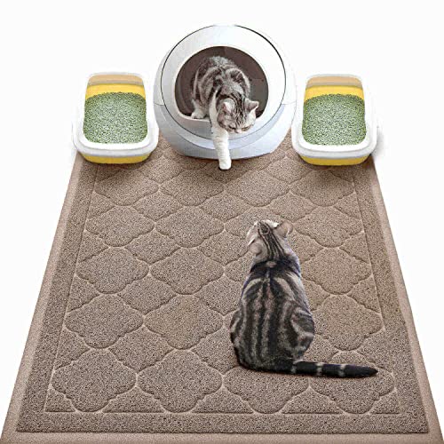 WePet Cat Litter Box Mat, Kitty Premium PVC Pad, Durable Trapping Rug, Phthalate Free, Urine-Resistant, Scatter Control, XXL 47 x 36 Inch, Champagne - color: #06 Champagne, style: Medallion/47 x 36 Inch
