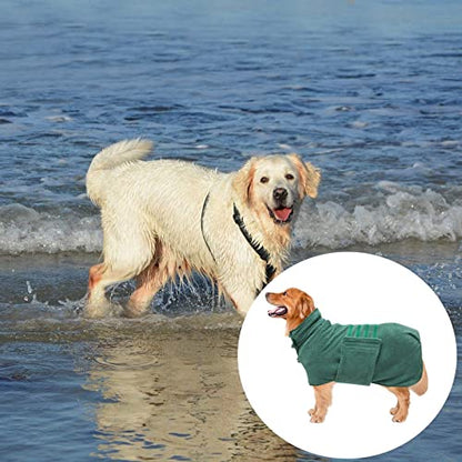 Geyecete Pineapple Grid Fast Drying Super Absorbent Dog Cat Bath Robe Towel - Green - S - color: Green(Pineapple grid), size: Small