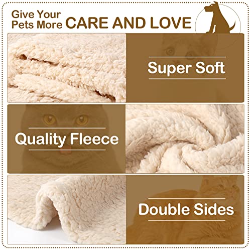Newwiee 6 Pcs Blankets for Dogs Cats, Soft Warm Fluffy Fleece Pet Calming Blanket, Washable Flannel Throw for Small Medium Pet, Gray/Beige/Khaki(31 x 24 Inch) - size: 31 x 24 Inch
