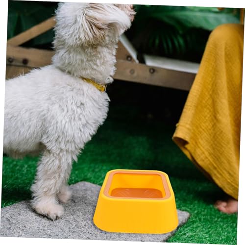 Toddmomy Spill Cat Water Bowl Floating PET Water Dispenser Splash Proof Yellow PET Bowl for Drinking - color: Yellow