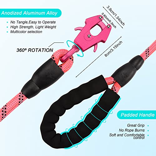 GEIT 2/4/5/6FT Dog Leash, Heavy Duty Rope Leashes, Reflective Nylon Pet Lead with Aluminum Quick Release/Locking Tactical Frog Clip for Small Medium and Large Dogs, Pink, 1/2 inch - color: Pink, size: 1/2'' X 4 Ft (18~120 Lbs.)