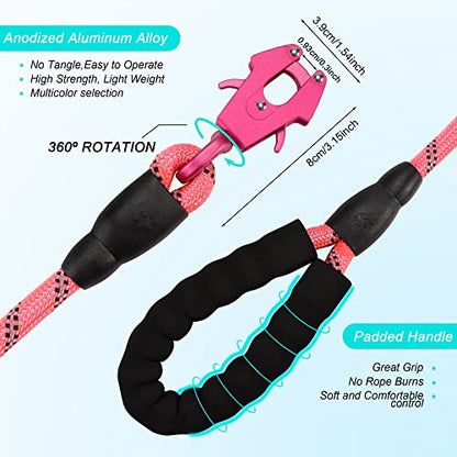 GEIT 2/4/5/6FT Dog Leash, Heavy Duty Rope Leashes, Reflective Nylon Pet Lead with Aluminum Quick Release/Locking Tactical Frog Clip for Small Medium and Large Dogs, Pink, 1/2 inch - color: Pink, size: 1/2'' x 6 FT (18~120 lbs.)