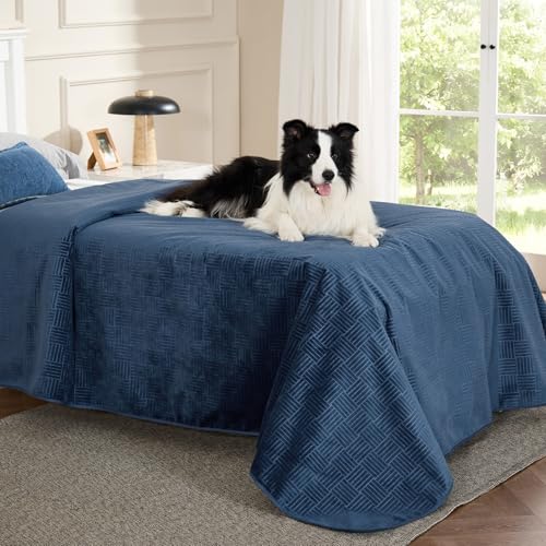 Bedsure Waterproof Bed Cover for Dogs Washable - Waterproof Blanket for Twin Bed Couch Sofa Cozy, Lightweight Furniture Protector for Pet Cat Quick Drying, Navy, 68x82IN - color: Navy, size: 68x82 inch