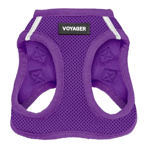 Best Pet Supplies Voyager Step-in Air Harness - All Weather Mesh, Reflective, No Pull Harness for Dogs, Cats - Secure with Hook & Loop Fastener, Buckle, Double D-Rings - Purple, XS