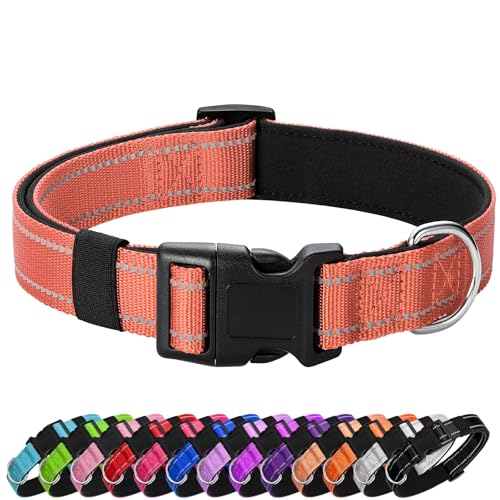 Reflective Dog Collar Padded with Soft Neoprene Breathable Quick Release Basic Dog Collars for Puppy Small Dogs Coral - color: Coral, size: XS:width 5/8"neck 8-10.5"