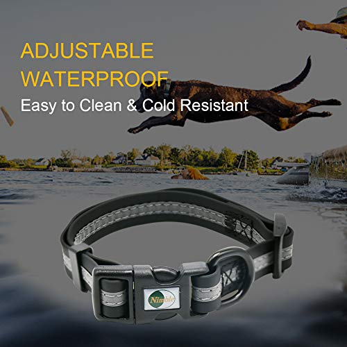 NIMBLE Dog Collar Waterproof Pet Collars Anti-Odor Durable Adjustable PVC & Polyester Soft with Reflective Cloth Stripe Basic Dog Collars S/M/L Sizes (Small (9.45”-14.17”inches), Black) - color: Black, size: Small (9.45”-14.17”inches)