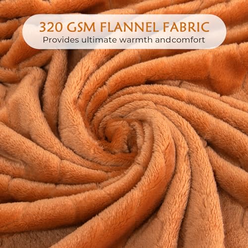 TOONOW Fleece Blanket Super Soft Cozy Throw Blanket 50" x 60", Lightweight Fuzzy Comfy Textured Flannel Blanket Warm Plush Throw Blankets for Couch, Sofa, Bed, Pumpkin - color: Pumpkin, size: Throw-50" x 60"
