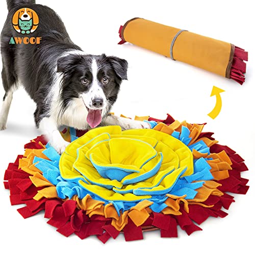 AWOOF Pet Snuffle Mat for Dogs, Interactive Feed Game for Boredom, Encourages Natural Foraging Skills for Cats Dogs Bowl Travel Use, Dog Treat Dispenser Indoor Outdoor Stress Relief (red) - color: red