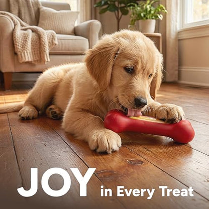 GoSports Pets PupsCream Frozen Dog Treat Holder - Dog Enrichment Fill and Freeze Bone Station - Helps Keep Dogs Busy - style: Small - Red