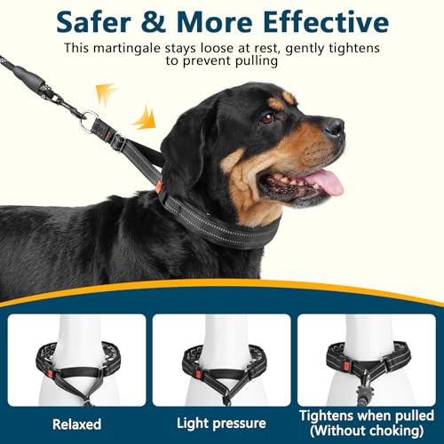 No Pull Martingale Collar for Large Medium Small Dog Pitbull German Shepherd Doberman, Dog Collar Anti Pull with Buckle for Training Walking (Black, L-Neck 17-19.25", 1.5" Wide) - size: L-Neck 17-19.25", 1.5" Wide