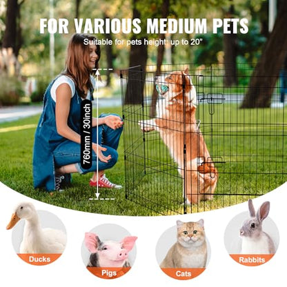VEVOR Dog Playpen, 8 Pcs 30"H x 24"W Panels Foldable Metal Pet Exercise Pen, Dog Fence Indoor and Outdoor Pen with Door, 600D Oxford Fabric Bottom Pad, Pet Playpen for Dogs, Cats, Other Small Animals - size: 8 panels 30*24in, style: Playpen + Bottom Pad