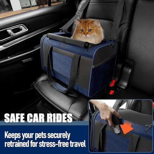 GAPZER Dog Carrier Soft/Cat Crates Large Cat 20 to 25 pounds/Softsided Pet Car Travel Carry Bag 15 Pound Puppy/Top Open Transport Kennel Navy - color: Navy