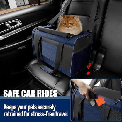 GAPZER Dog Carrier Soft/Cat Crates Large Cat 20 to 25 pounds/Softsided Pet Car Travel Carry Bag 15 Pound Puppy/Top Open Transport Kennel Navy - color: Navy