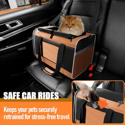 GAPZER Large Cat Carry Bag, Soft Shell Shih-Tzu Pet Transport Crate, 18x12x12 Top Opening Maltese-Dog Traveling Mesh Kennel 10 Pound, Big Bunny Rabbit Carrying Case Animal Carrier Kitty Product Orange - color: Orange