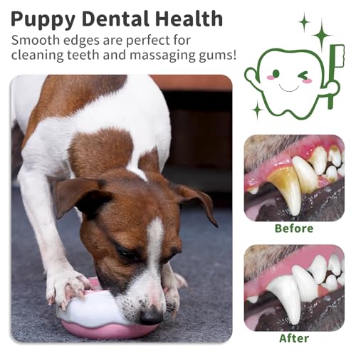 Dog Toys for Aggressive Chewers, Indestructible Squeaky Chew Toy to Keep Them Busy, Interactive Rubber Donut with Milk Flavor & Bounce, Teeth Cleaning for Small Medium Large Breed, Pink - color: Pink