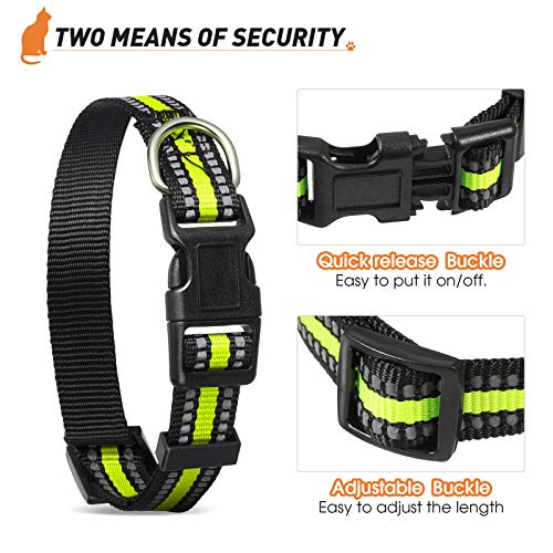Weewooday 3 Pieces Reflective Dog Collar Nylon Adjustable Quick Release Pet Collars for Dogs(Small) - size: Small
