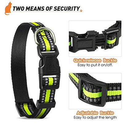 Weewooday 3 Pieces Reflective Dog Collar Nylon Adjustable Quick Release Pet Collars for Dogs(Small) - size: Small