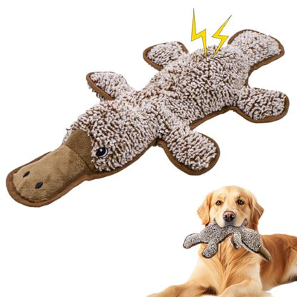No Stuffing Dog Squeak Toys- Chew Toys for Small Medium Large Breed- Durable Puppy Teething Interactive to Keep Them Busy- Best Birthday Gift(Platypus) - color: Coffee