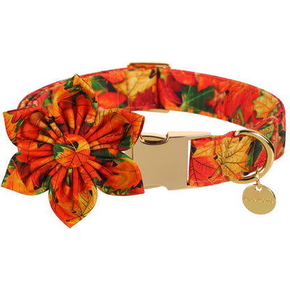 DOGWONG Fall Dog Collar with Bow, Halloween Thanksgiving Dog Bowtie Collar, Adjustable Autumn Cotton Maple Leaf Bowtie Dog Fall Collars for Medium Dogs Pets - color: B, size: XS
