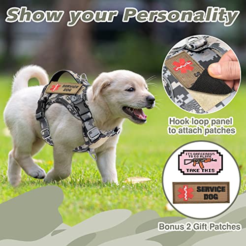 XS Dog Harness Tactical Style, No Pull Military Service Dog Vest with Vertical Handle, Outdoor Training Small Puppy Vest Chihuahua Harness (Camo Grey, XS) - color: Camo Grey