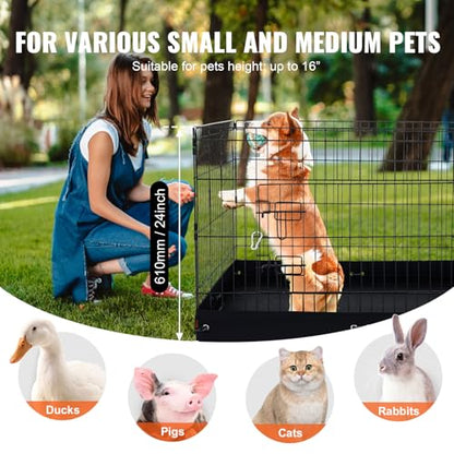 VEVOR Dog Playpen, 4 Pcs 24 x 36 in Panels Foldable Metal Pet Exercise Pen, Dog Fence Indoor and Outdoor Pen with Door, Top Cover, and Bottom Pad, Pet Playpen for Dogs, Cats and Other Small Animals - size: 4 panels 24*36in, style: Playpen + Top Cover & Bo