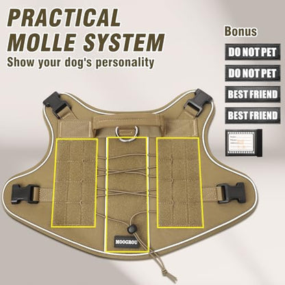 Tactical Dog Harness Small Sized Dog,No Pull Military Dog Vest with Handle,Reflective Heavy Duty Pet Harness for Walking Hiking Training Brown S - color: Brown, size: Small