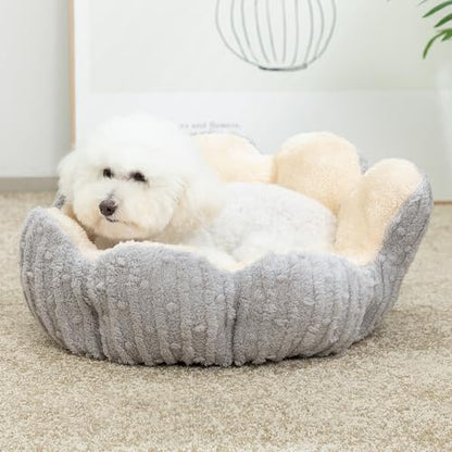 Hollypet Cozy Cat Beds for Indoor Cats - Cute Cactus Pet Bed, Fluffy Puppy Bed, Non-Slip Extra Small Dog Bed, Gray - color: Gray