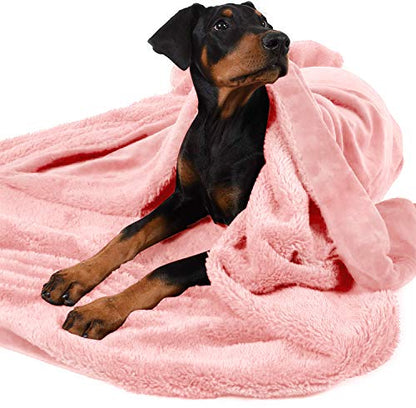 Pink Large Dog Blanket, Super Soft Fluffy Sherpa Fleece Dog Couch Blankets and Throws for Large Medium Small Dogs Puppy Doggy Pet Cats, 50x60 inches - color: Pink