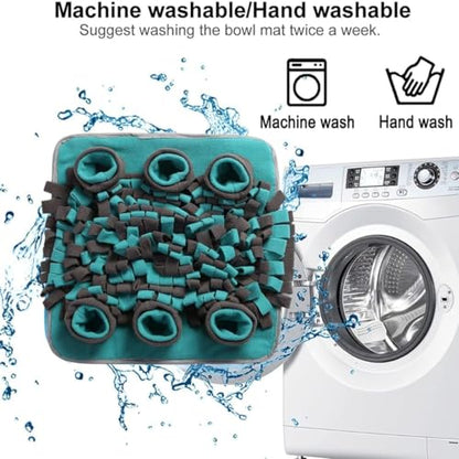 Snuffle Mat for Dogs, Boredom Buster Interactive Puzzle Feeding Mat, Encourages Natural Foraging Skills and Stress Relief Small/Medium/Large Dogs (Gray and Teal) - color: Gray and Teal