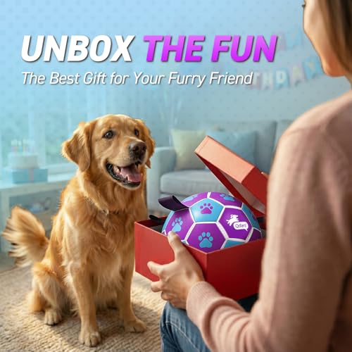 QDAN Dog Ropes Toys Soccer Ball with Straps, Puppy Birthday Gifts, Tug of Toy, Water Toy, Durable Balls for Dogs, Medium Small Breed, 6 Inch - color: Purple-Blue, size: Medium Size 2 (6")