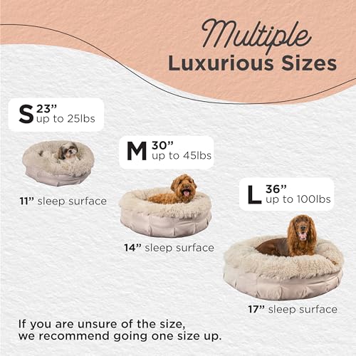 Best Friends by Sheri Ultra Calming Pouf Bed, Orthopedic Round Dog Bed for Joint Support, Faux Fur, Washable Cover, Tan, Small, 23"x23" - color: Tan, style: Small