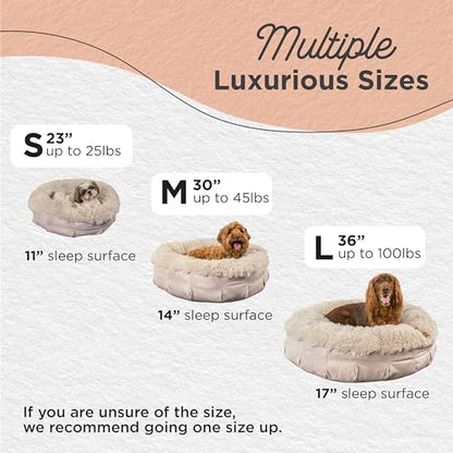 Best Friends by Sheri Ultra Calming Pouf Bed, Orthopedic Round Dog Bed for Joint Support, Faux Fur, Washable Cover, Tan, Small, 23"x23" - color: Tan, style: Small