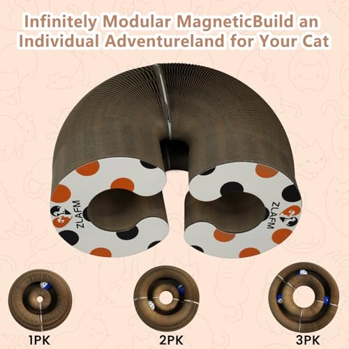 Magnetic Magic Organ Cat Scratcher Toy, Extra-Thick & Large Connectable Cardboard Scratching Board with Bell Ball, Interactive Enrichment Toy for Indoor Cats & Kittens (2 Pack) - size: 2 Pack