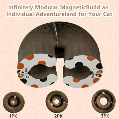 Magnetic Magic Organ Cat Scratcher Toy, Extra-Thick & Large Connectable Cardboard Scratching Board with Bell Ball, Interactive Enrichment Toy for Indoor Cats & Kittens (2 Pack) - size: 2 Pack