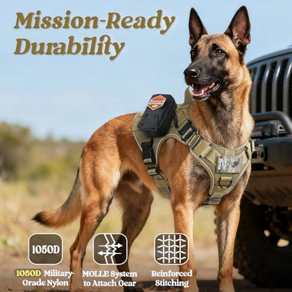 rabbitgoo Tactical Dog Harness Small Sized, No Pull Upgraded Reflective Heavy Duty Molle Vest with Handle, Adjustable Military Service Dog Vest for Walking Hiking Training, Brown, S - color: Brown Reflective, size: Small
