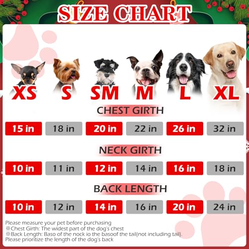 EXPAWLORER Dog Christmas Pajamas for Small Medium Large Dogs, Pet Holiday Onesie Costume, Warm Soft Lightweight Stretchy Xmas Outfit Winter Clothes Sweater Jumpsuit Pjs for Puppy Cats Boys & Girls S - size: Small