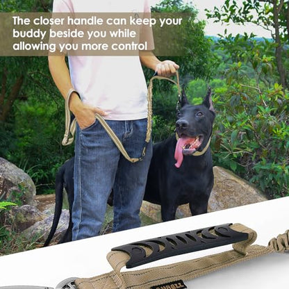 AUBELL Tactical Dog Leash Heavy Duty,4-6ft Reflective Strong No Pull Bungee Leash for Small Dogs with Comfortable Padded Double Handle,Car Seat Belt,360 Degree Rotating Carabiner,Brown - color: S-Brown(4-6FT)