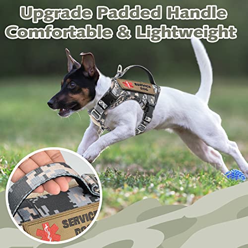 XS Dog Harness Tactical Style, No Pull Military Service Dog Vest with Vertical Handle, Outdoor Training Small Puppy Vest Chihuahua Harness (Camo Grey, XS) - color: Camo Grey