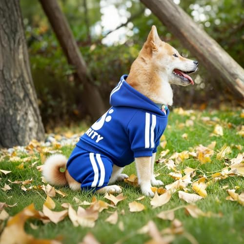 Dog Hoodie Security Clothes 4 Legs Jumpsuit Sweatshirt Hoodies Soft & Warm Dog Outfit Pullover Dog Winter Clothes Sweater for Small Medium Large Dogs Cats (Blue, XX-Small) - color: Blue, size: XX-Small