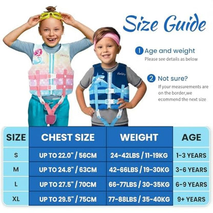 Toddler Swim Vest Neoprene Kids Float Jacket Swimming Aid for Children Girls and Boys 20-30-40-50-60-70-80Lbs with Dual Adjustable Safety Straps - color: Purple, size: XL(Age Recommend 9+ Years)