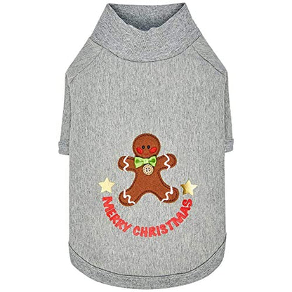 Blueberry Pet Soft & Comfy Merry Christmas Holiday Festive Gingerbread Man Pullover Turtleneck Fall Winter Dog Sweatshirt Coat, Back Length 16", Warm Clothes for Large Dogs - color: Gingerbread Man, size: 16 inch (Pack of 1)