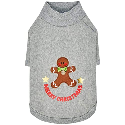 Blueberry Pet Soft & Comfy Merry Christmas Holiday Festive Gingerbread Man Pullover Turtleneck Fall Winter Dog Sweatshirt Coat, Back Length 16", Warm Clothes for Large Dogs - color: Gingerbread Man, size: 16 inch (Pack of 1)