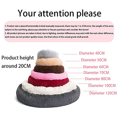 Premium Plush Donut Dog & Cat Bed - Warm & Soft, Anti-Anxiety, Non-Slip, Washable for Small/Medium/Large Dogs (White, Brown) - color: White brown, size: 15.7"40cm