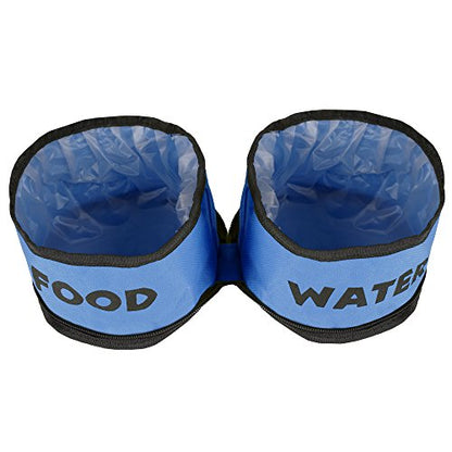 PETMAKER Collapsible Pet Bowls Collection - Portable Silicone Food and Water Dog Bowl Set, BPA and with Carabiner Clips for Travel- 2 Pack, 32oz Each Blue