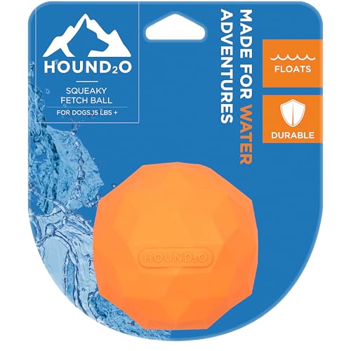 Dog Toys | Squeaky Fetch Ball for Dogs | Bright Orange Floating Outdoor Dog Ball with Squeaker - color: Orange