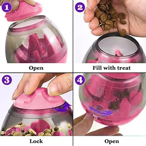 SunGrow Puppy, Small Dog Breeds, and Pocket Pet Treat Ball, Boredom Buster Ends Naughty Chewing and Bloat, Encourages Exercise, Interactive Puzzle Feeder Ideal for Rabbits, Rats, and Hamsters, 4.6” - color: Pink